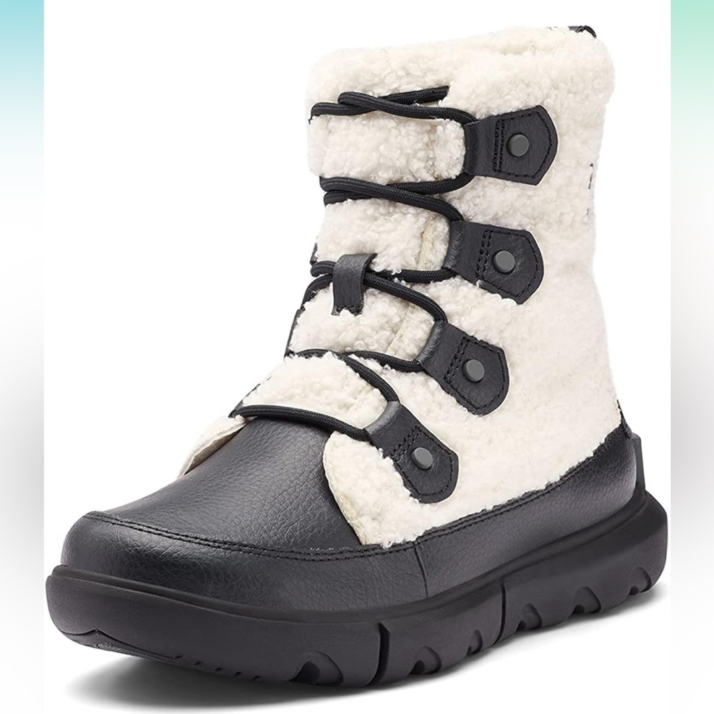 Sorel Women's Explorer II Joan Cozy Winter Boot In Black Sea Salt Size 9.5